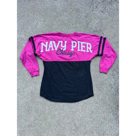 Boxercraft Shirt Women Size Small Navy Pier Chicago Long Sleeve Baseball Blouse - Picture 4 of 5